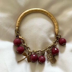 Turkish gold & burgundy charm bracelet